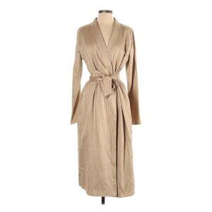 Lovers + Friends Trench Coat Size Small Long Belted Tan Striped Duster